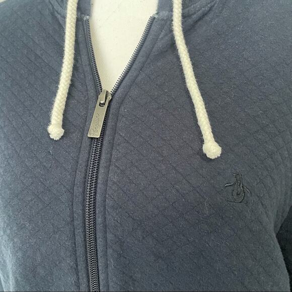 Original Penguin navy blue hooded zip upsize medium men’s waffle knit - Picture 4 of 6